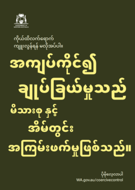 Coercive control poster 2 in traditional burmese
