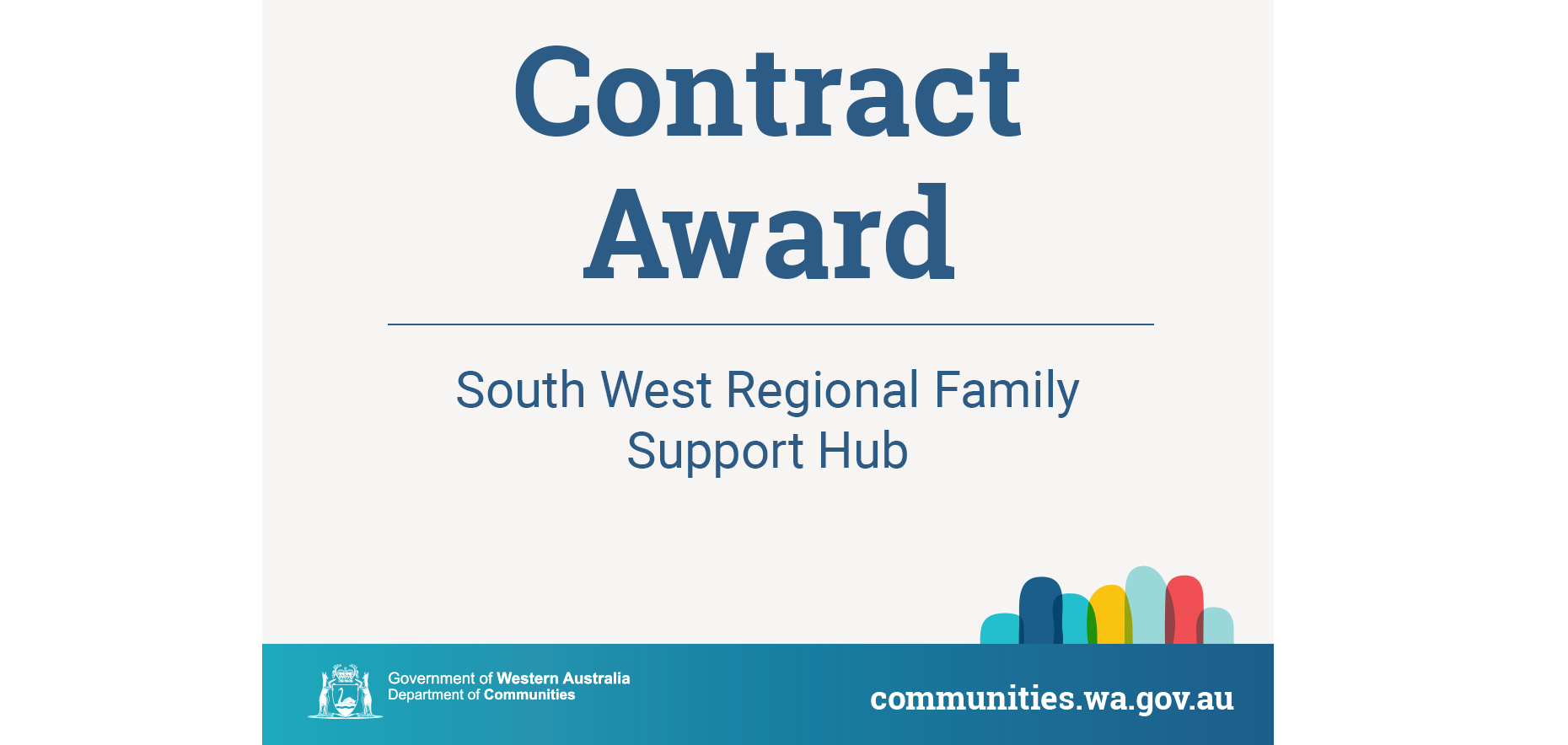 Generic Communities banner with the words Contract Award South West Regional Family Support Hub