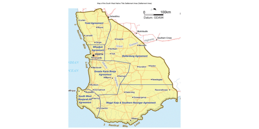 Map of the South West Native Title Settlement Area