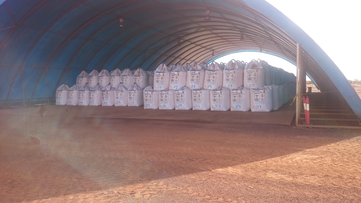 Figure 1: Stack of Security Sensitive Ammonium Nitrate (SSAN) Intermediate Bulk Containers (IBCs)