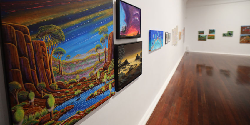 An art painting on the wall at the art gallery