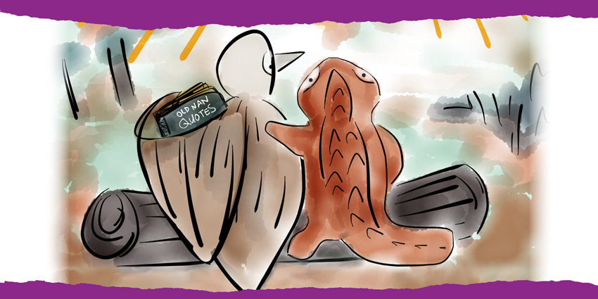 Colourful hand-drawn illustration of Marlee the Mallee Fowl