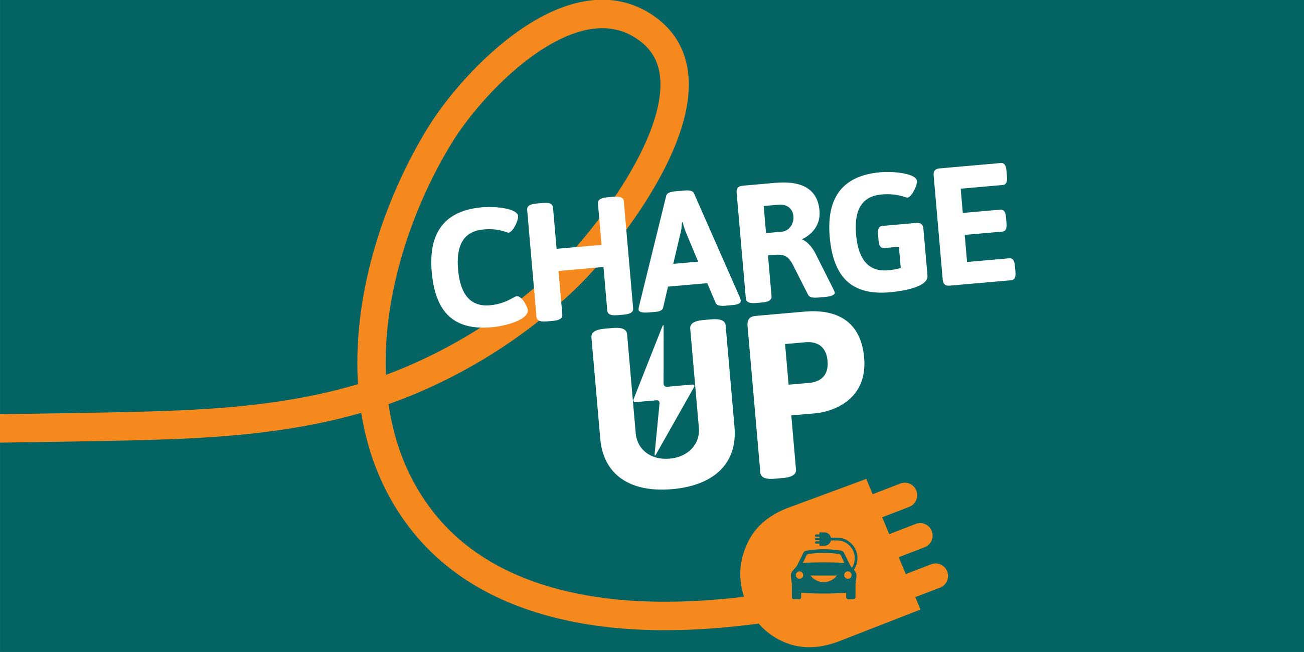 Graphic with orange plug and words reading Charge Up 