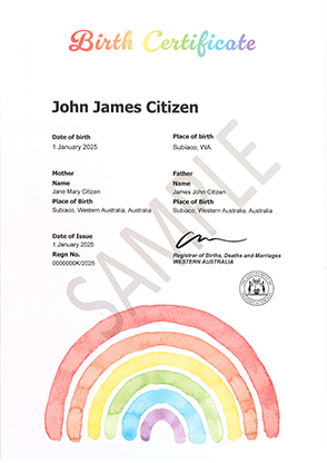 commemorative birth certificate - Rainbow