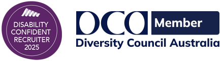 Disability Confident Recruiter 2025 and Diversity Council Australia member badges 