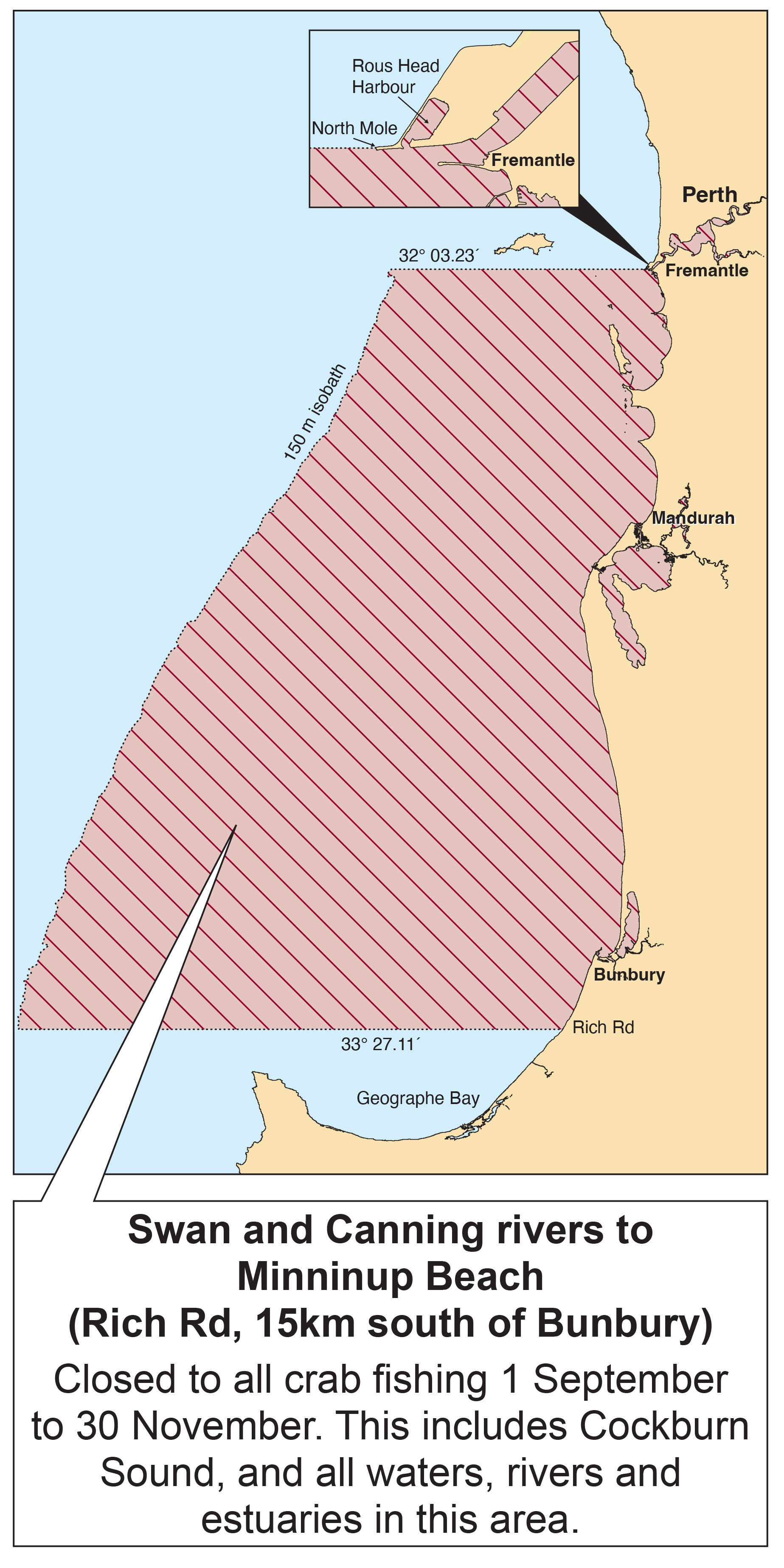 Blue swimmer crabs cannot be caught in this area during Spring 