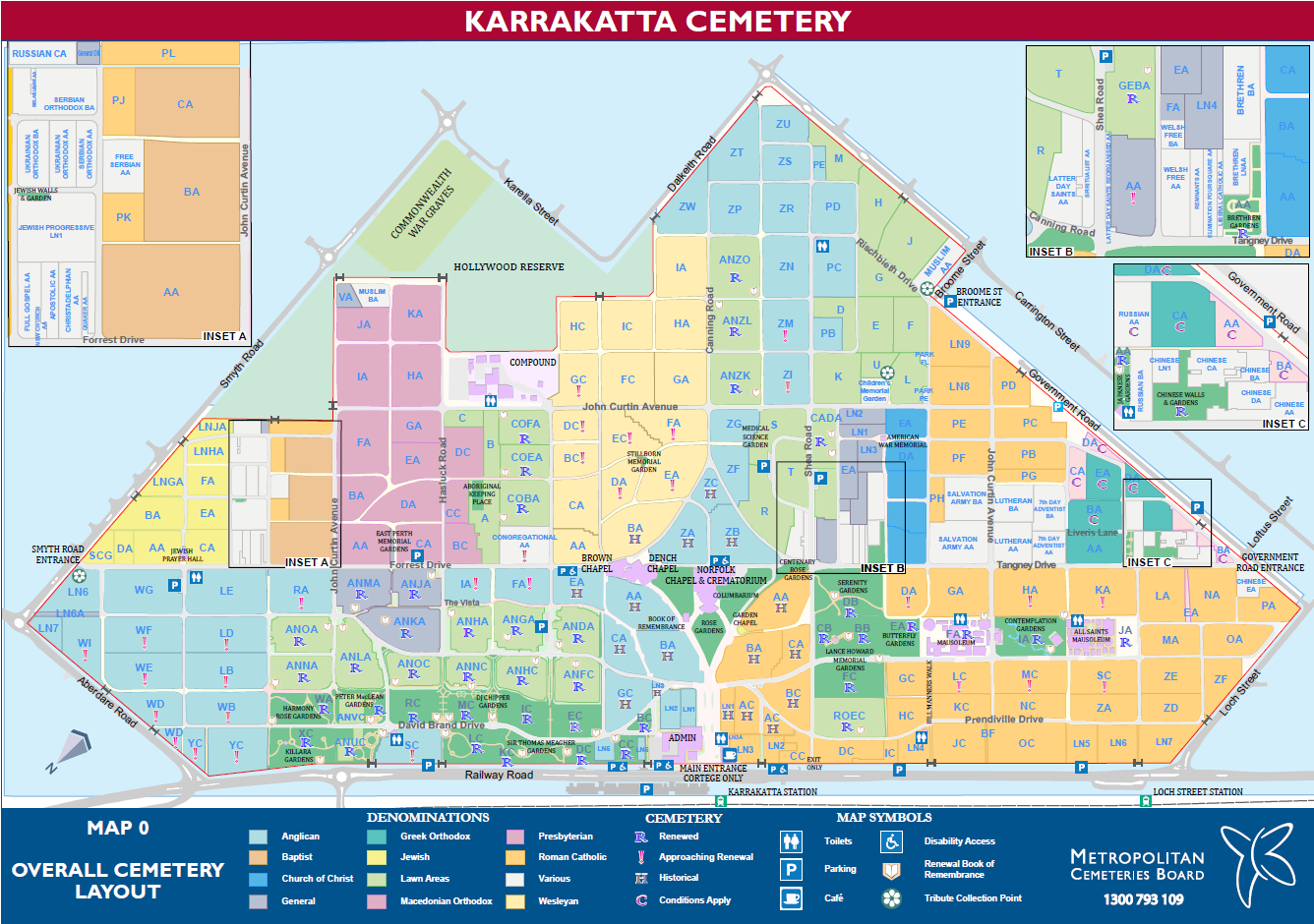 Karrakatta Cemetery Overall Site Map