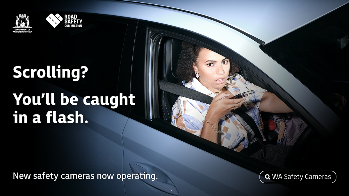 A woman 'caught in a flash' while texting and driving.