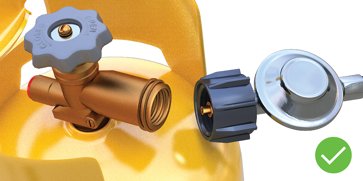 Compatible connection – LCC cylinder valve to LCC appliance connection