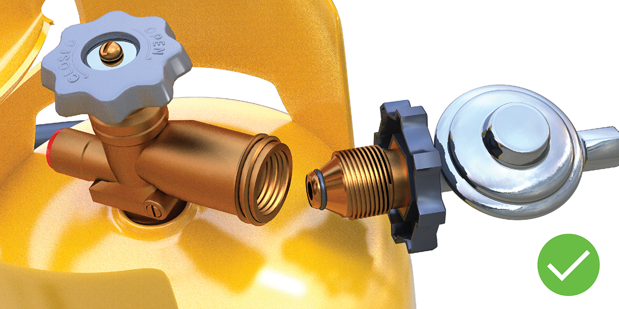 Compatible connection – LCC cylinder valve to POL appliance connection