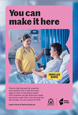 you can start a caring career words on the top with nurse and patient photographed