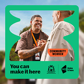 male community worker interacting with another person with words you can make it here underneath