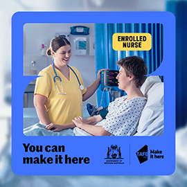 female nurse with patient with words you can make it here underneath