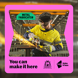 male metal fabricator working with words you can make it here underneath