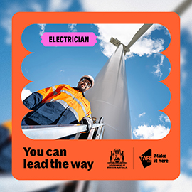 male electrician with words underneath saying you can lead the way