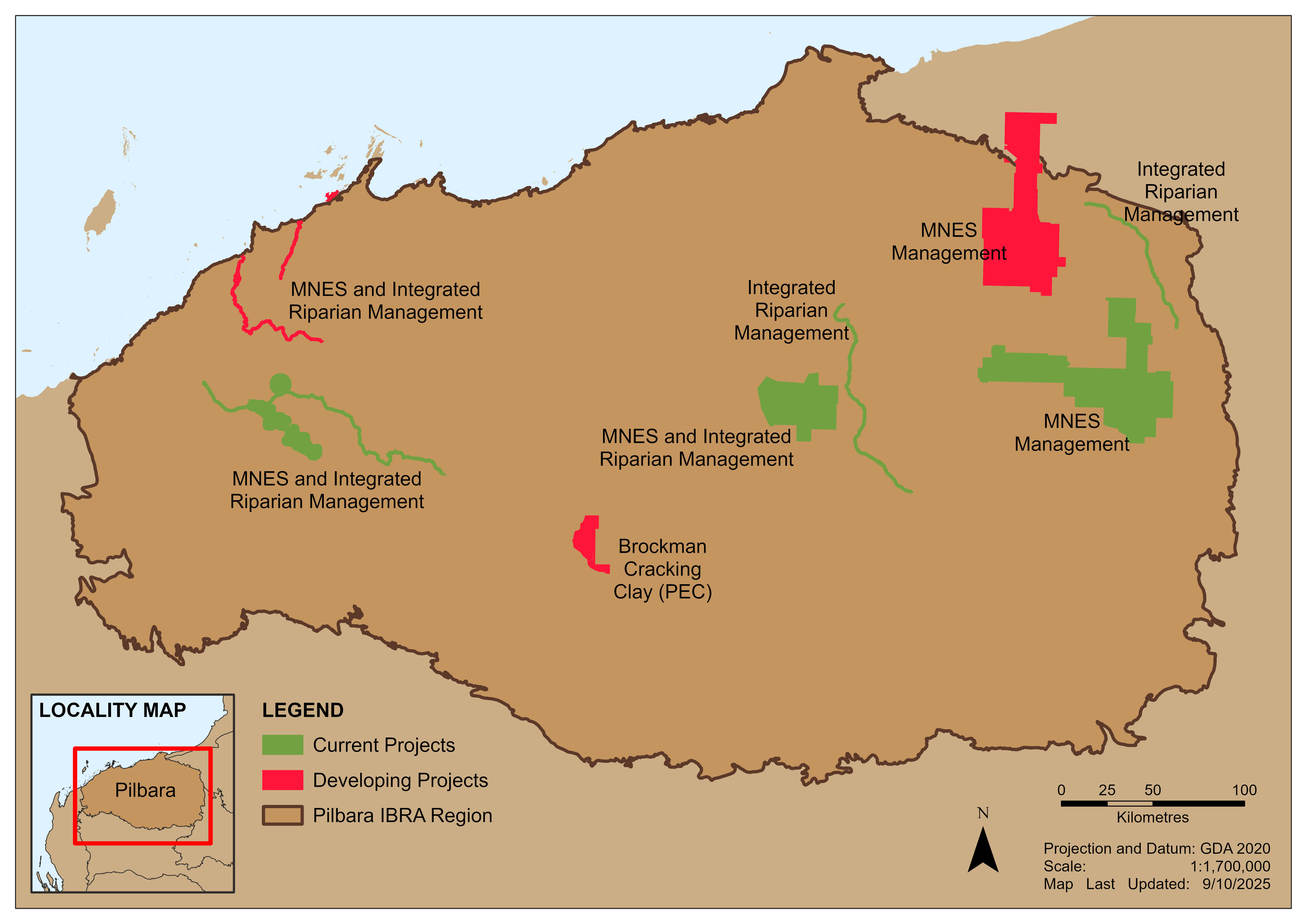 Map showing location of PEOF projects
