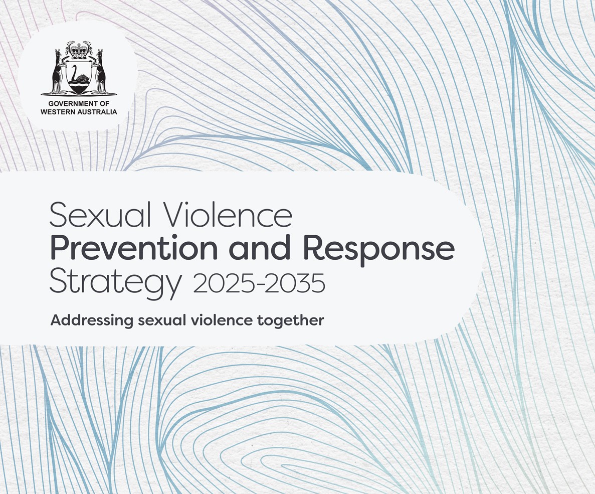 Colourful graphic with the words 'Sexual Violence Prevention and Response Strategy 2025-2035'