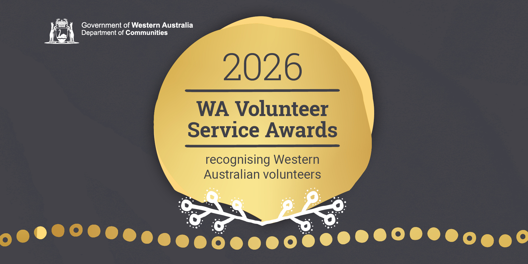 Colourful graphic with the words "2026 WA Volunteer Service Awards - recognising Western Australian volunteers"