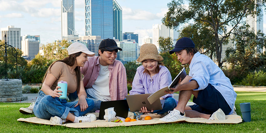 international students picnic scene