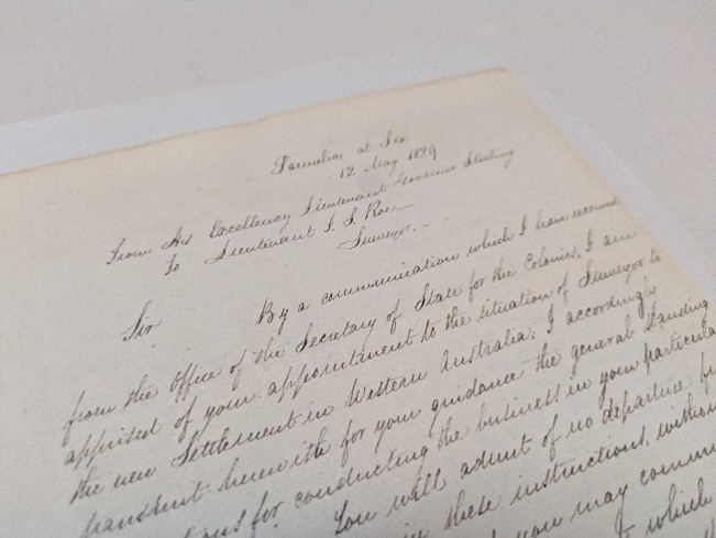 Stirling letter 'Parmelia at Sea'