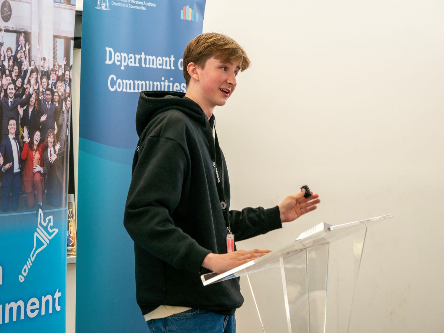a young teenager giving a speech