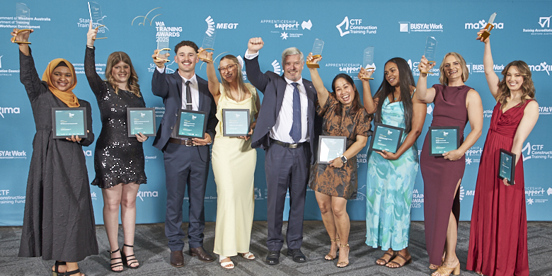 Group shot of 2025 WA Australian Training Awards Winners