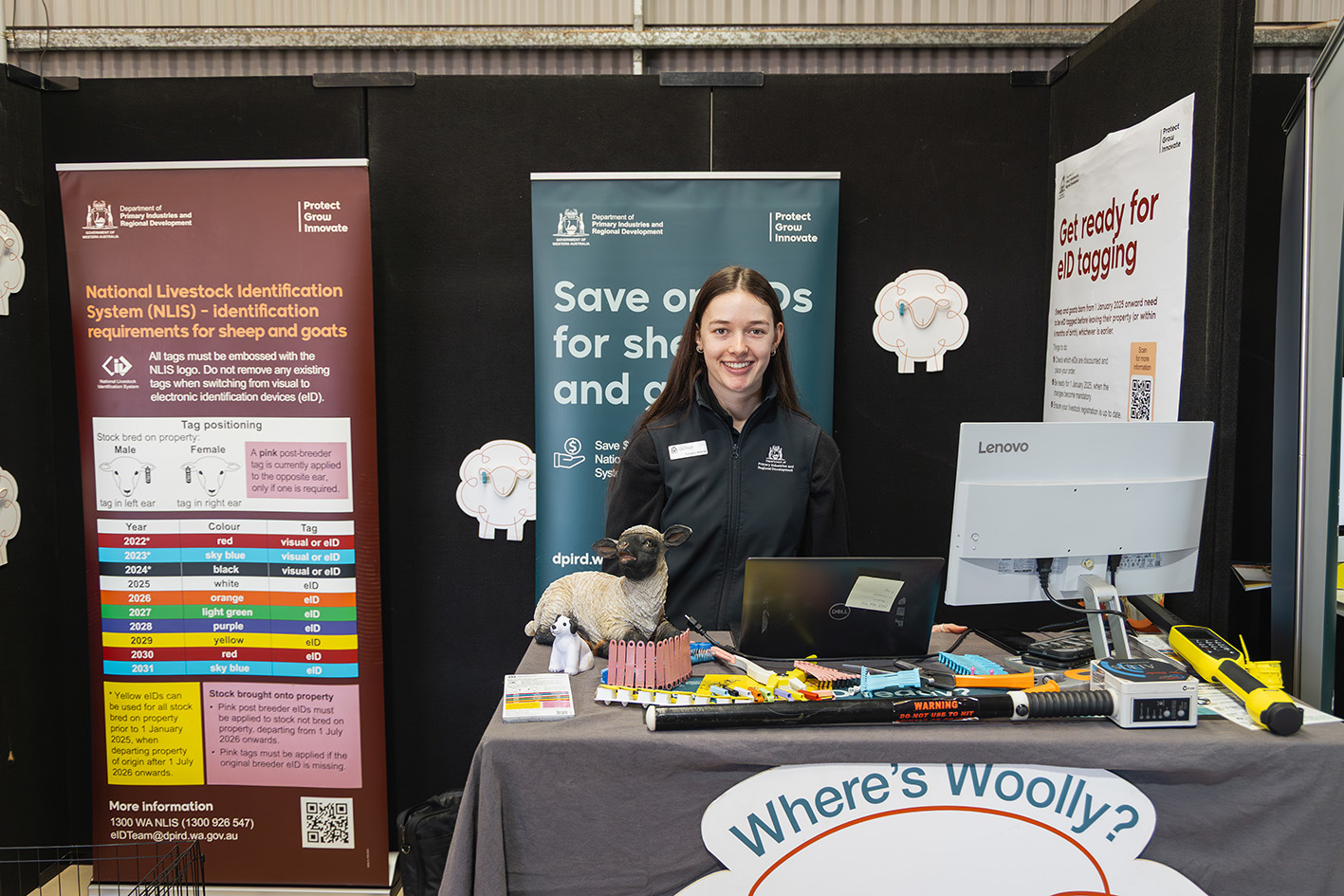 Visitors are encouraged to visit the sheep and goat eID display in the DPIRD shed at Wagin Woolorama.
