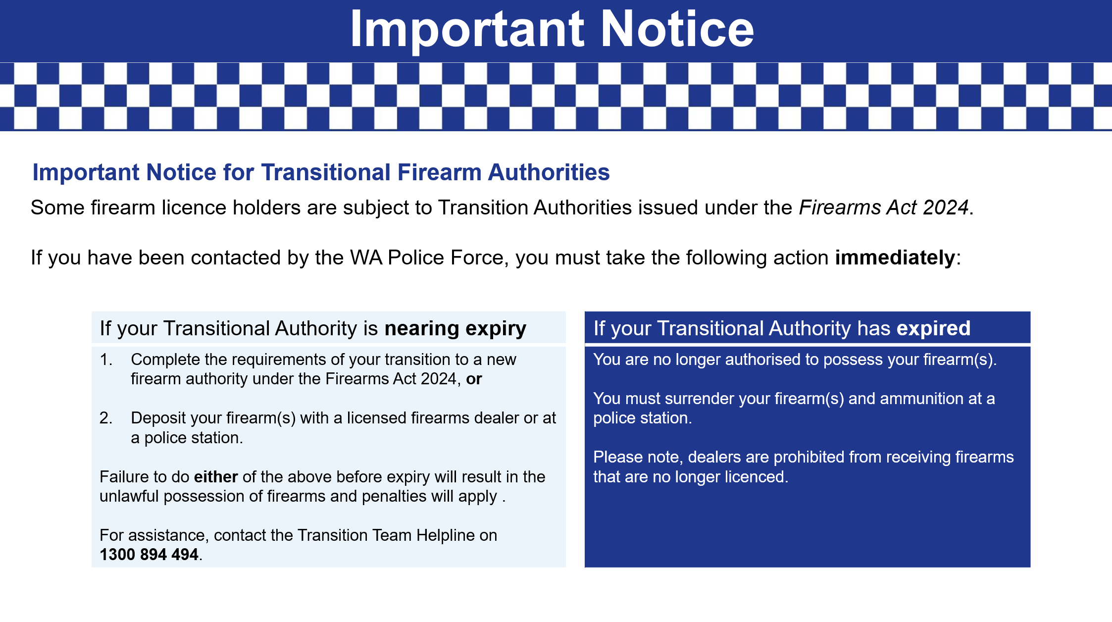 Announcement banner for the website