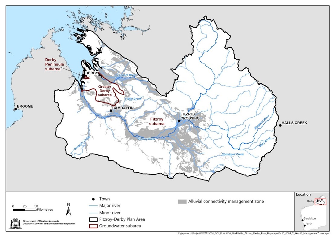 Alluvial connectivity management zone