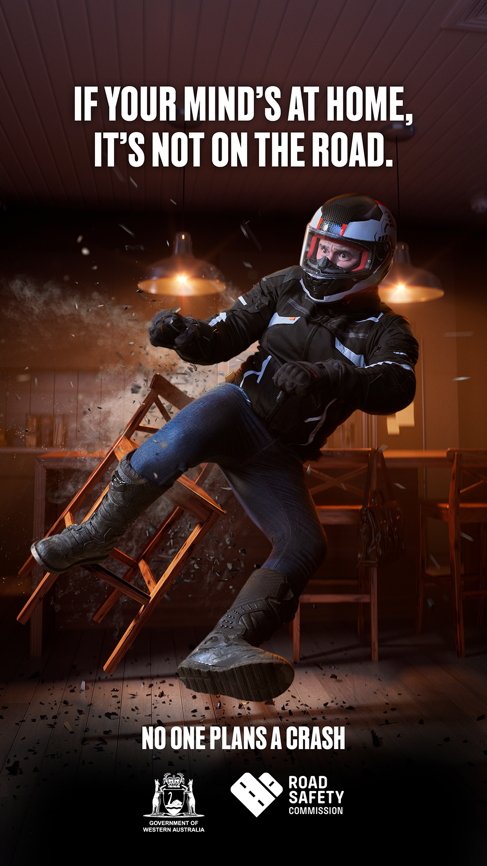 No one plans a crash poster - kitchen motorcycle