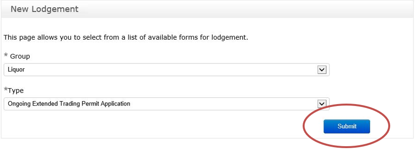 Step 1 and 2 - Extended trading permit online lodgement