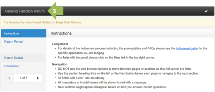 gaming function lodgement guide step-3