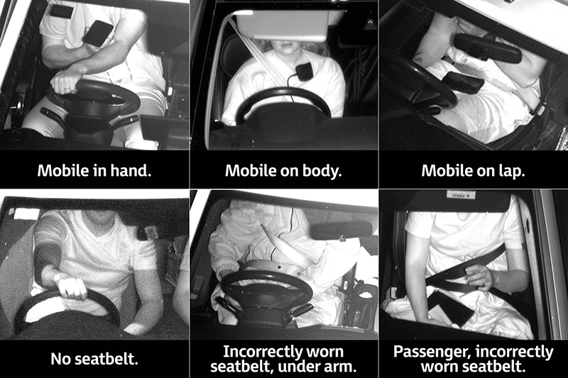 Examples of seatbelt and mobile phone offences caught by safety cameras in WA