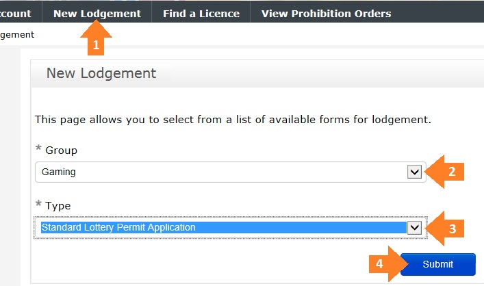 standard lottery permit application lodgement guide step-1-to-4