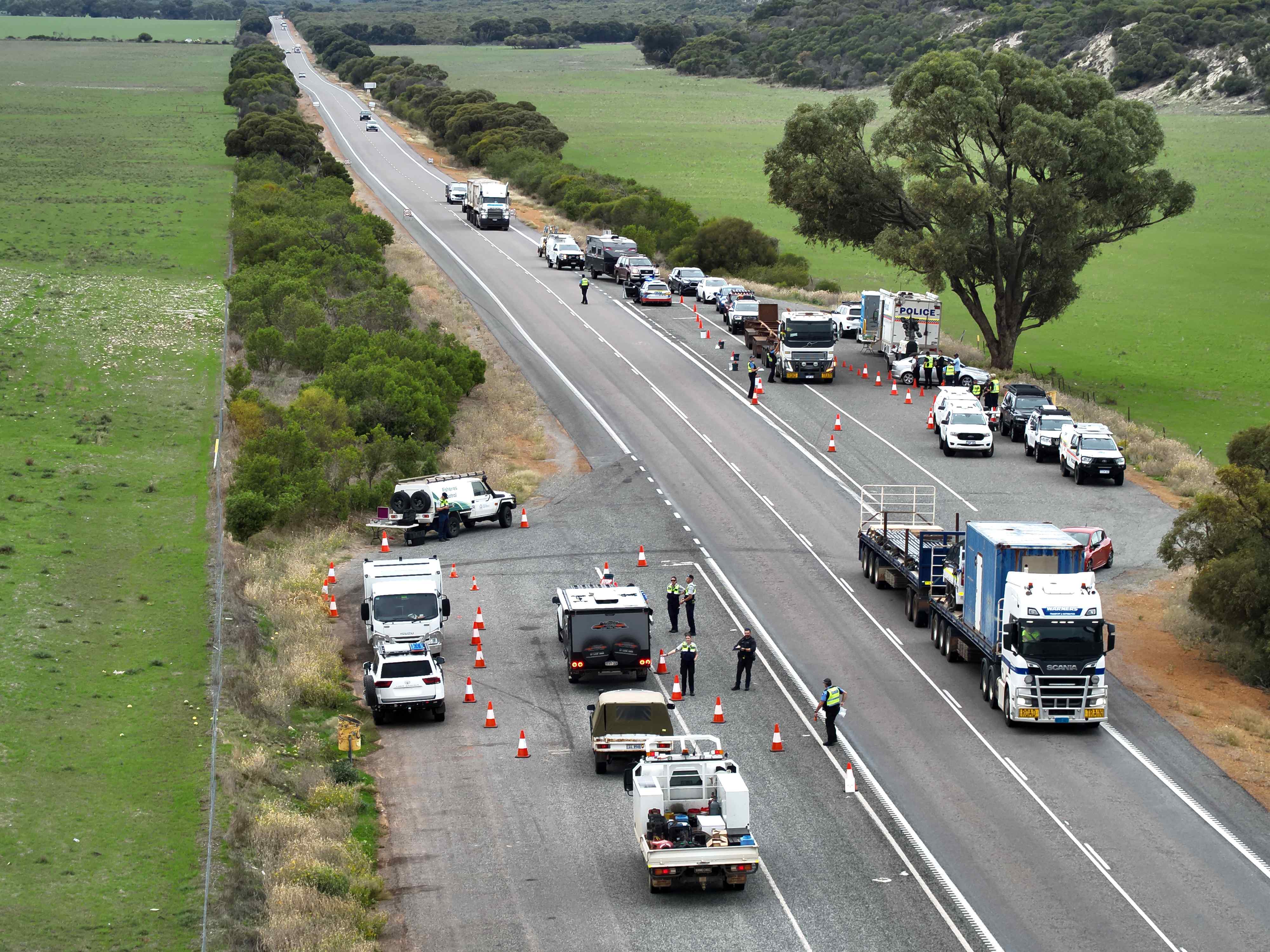 Aerial Brand Highway roadside checkpoint