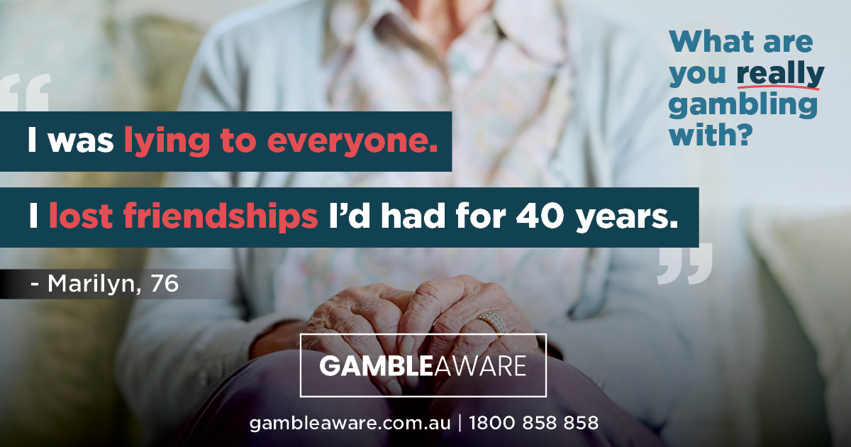 Gamble Aware campaign, with a quote - banner