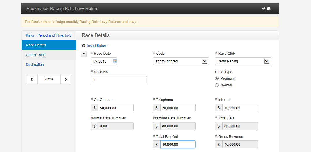Race details page