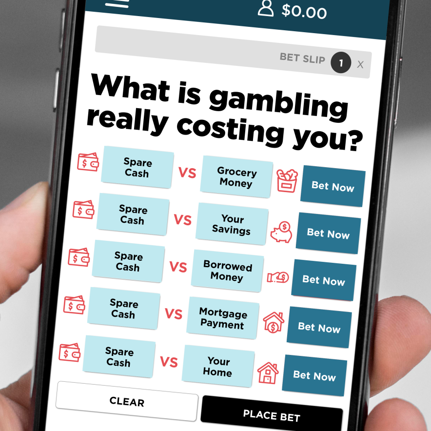 A phone displaying a mock gambling site