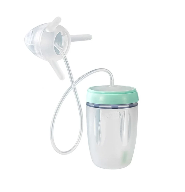 Baby bottle self-feeding device with straw and teat