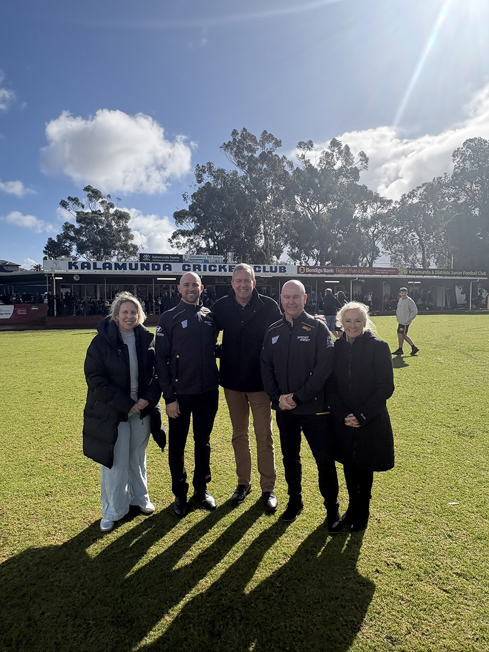 L-R: The Hon Klasey Hirst MLC, SportWest’s Callum Warner, The Hon Reece Whitby MLA, SportWest’s Matt Bamford and Kalamunda Mayor Margaret Thomas.