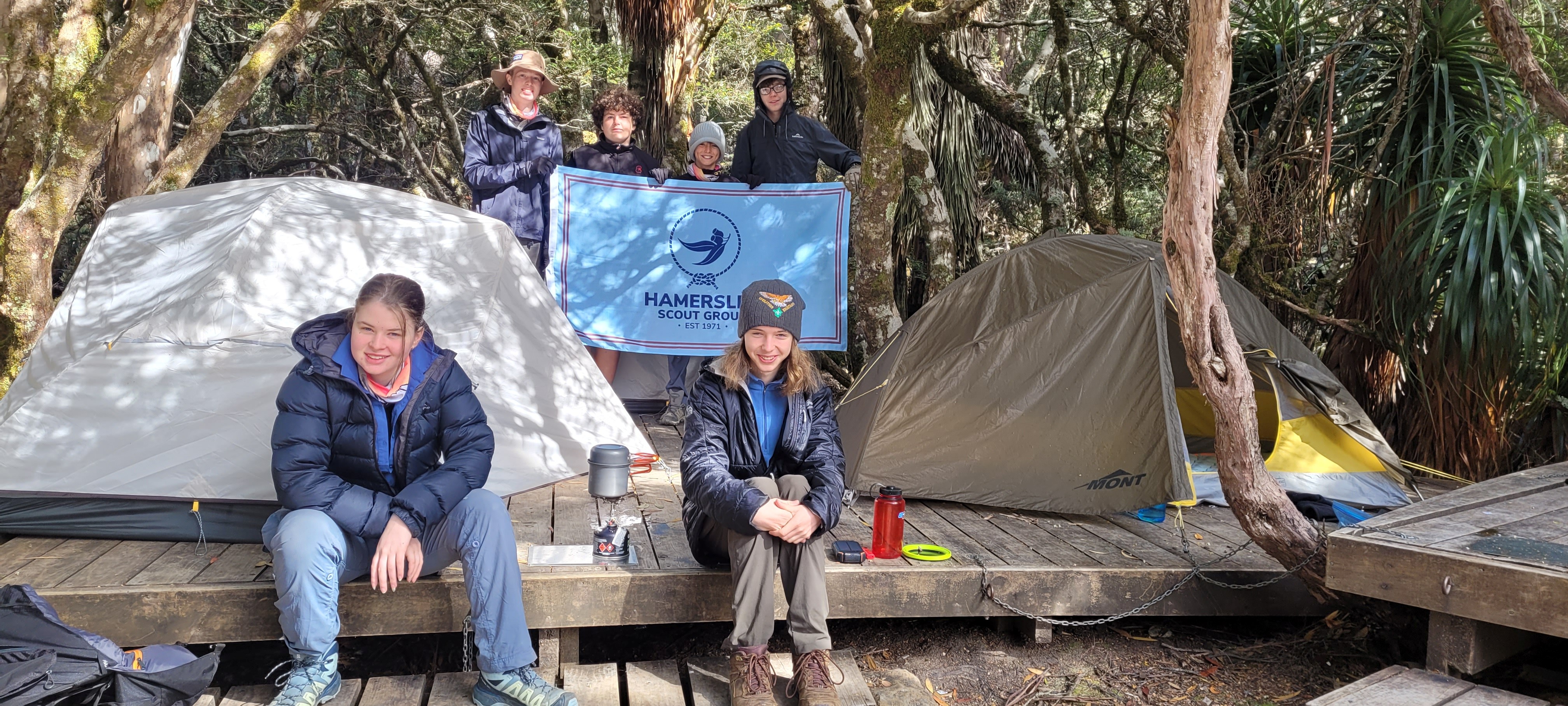 Members of Hamersley Scout Group with their new tents.