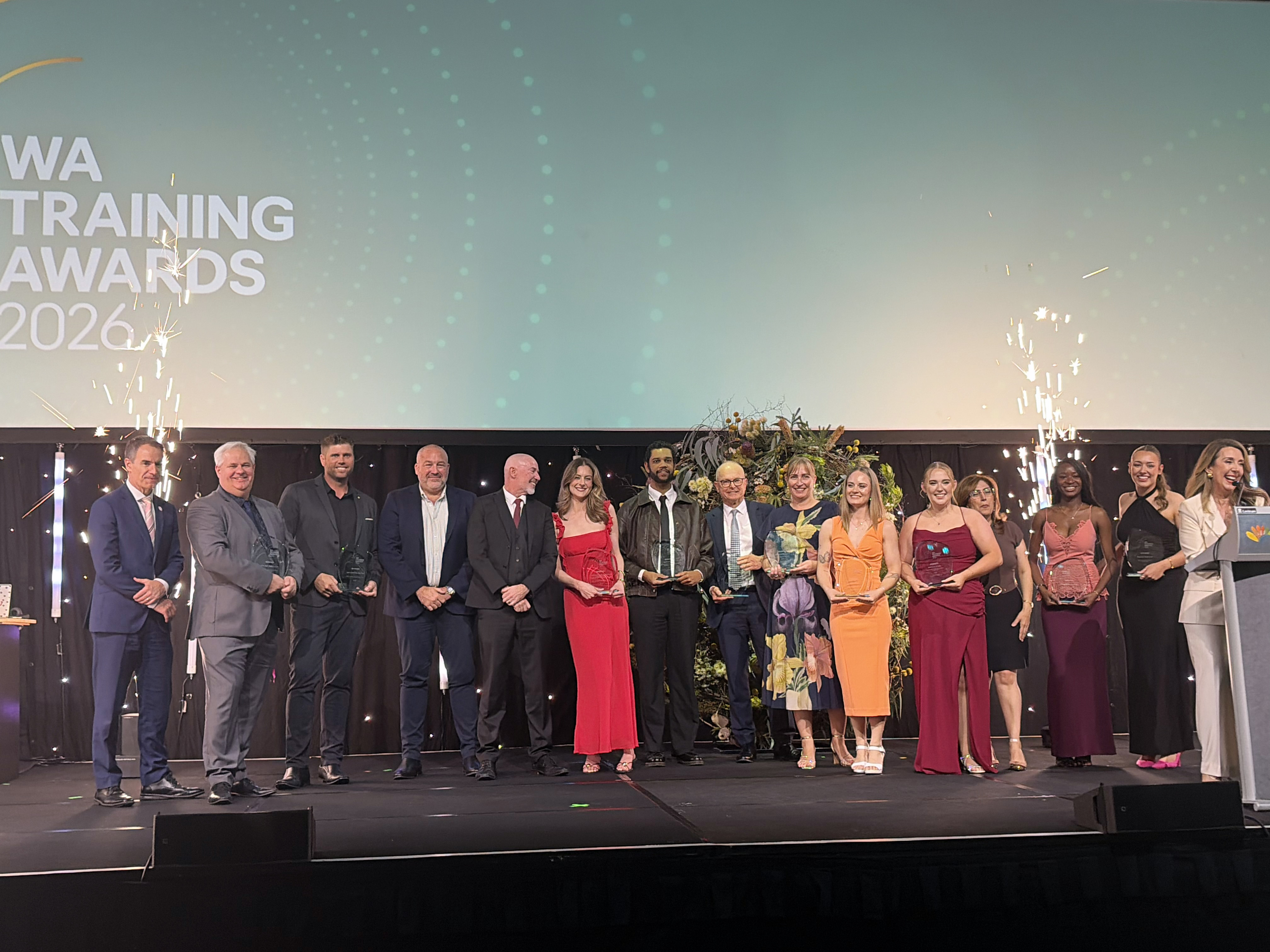 2026  WA Training Award winners celebrate on stage 