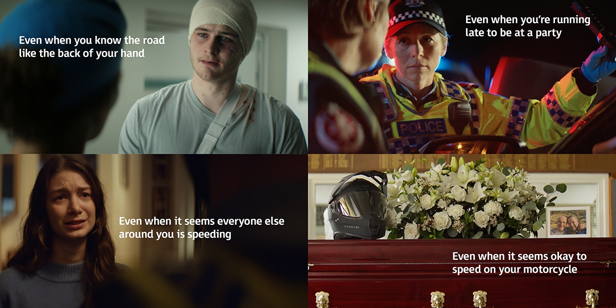 Text: 'Speeding shatters your excuses' campaign