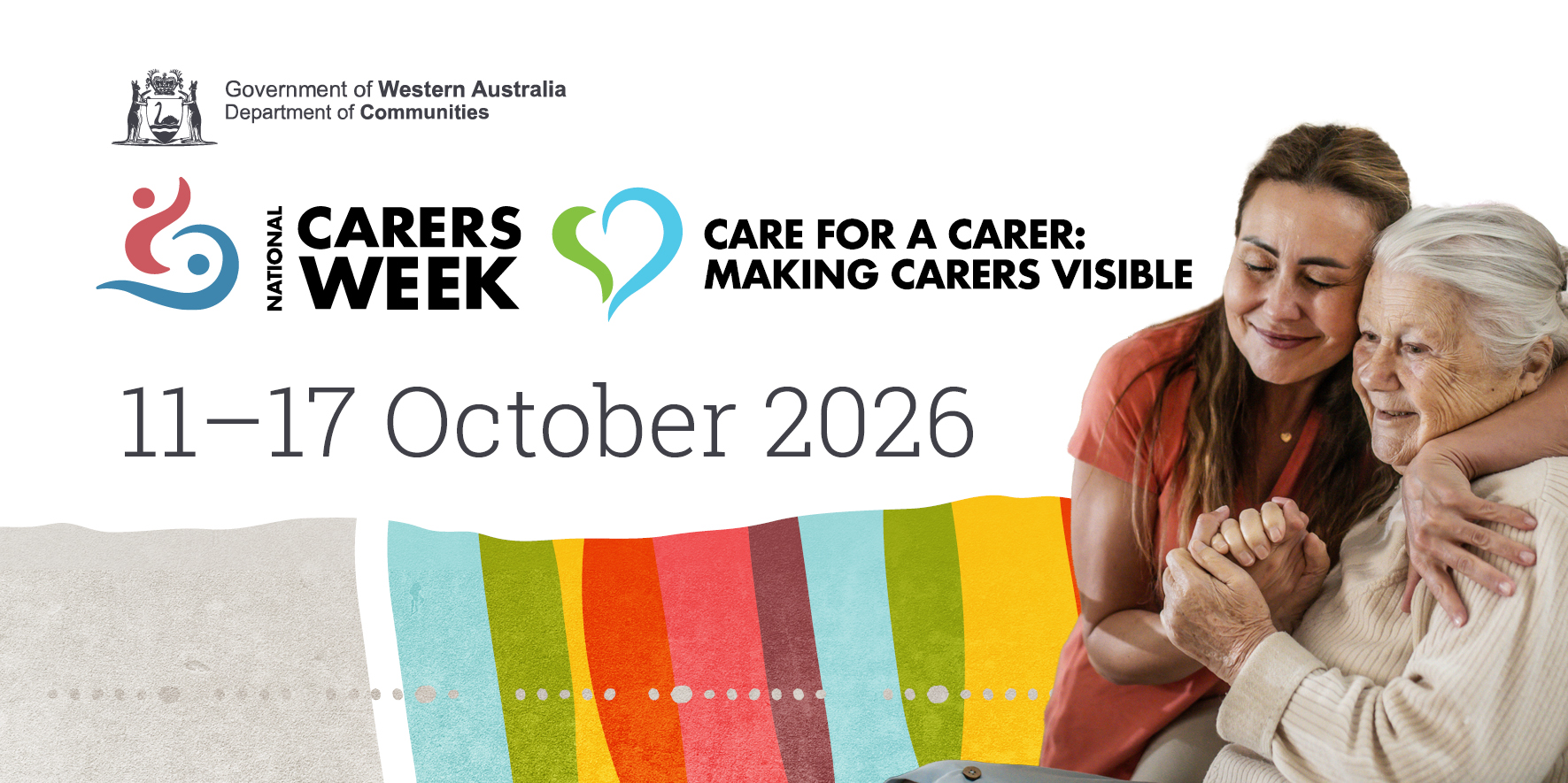 carers week text with lady caring for elderly lady