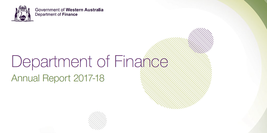 Department of Finance Annual Report 2017-18 cover page. 