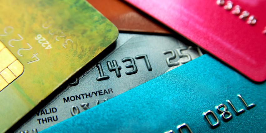 Coloured credit cards.