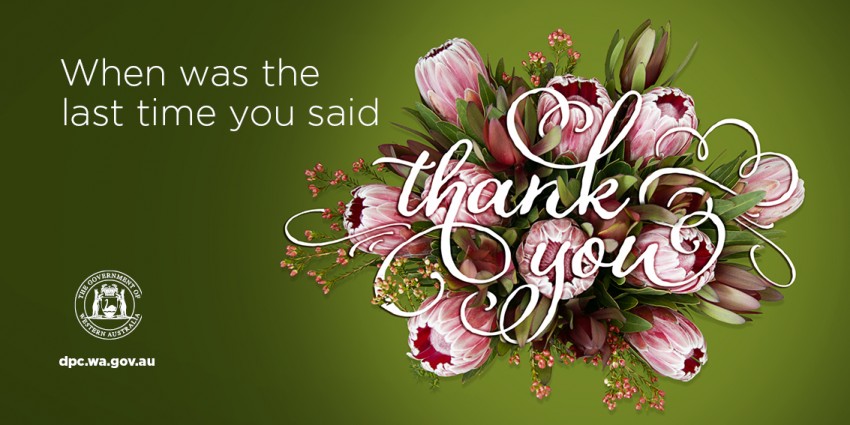 Image of flowers with Thank you sign
