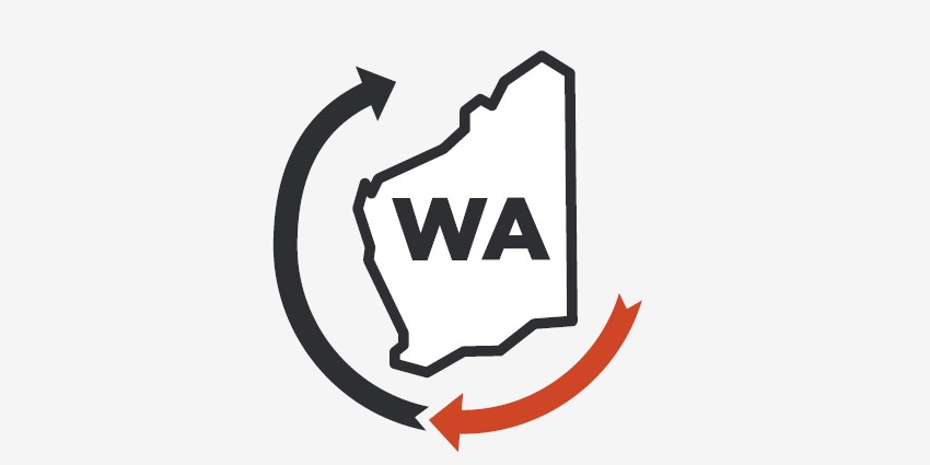Map of WA with arrows around it.