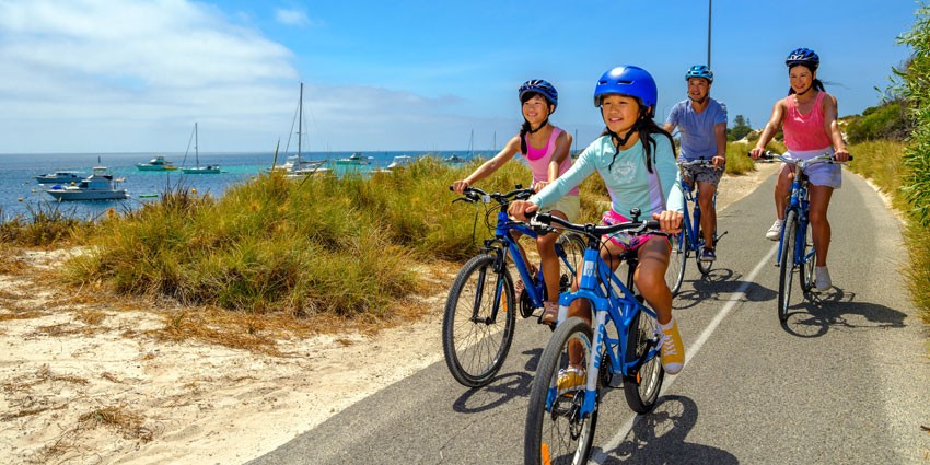 Family cycling in Western Australia