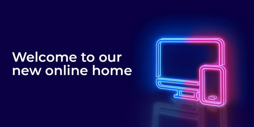 Welcome to our new online home coloured box and glowing computer